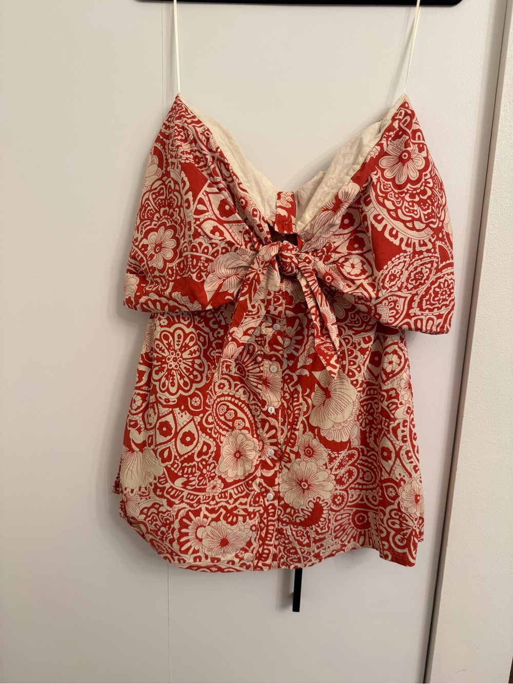 Red Floral Tie-Front Mini Dress